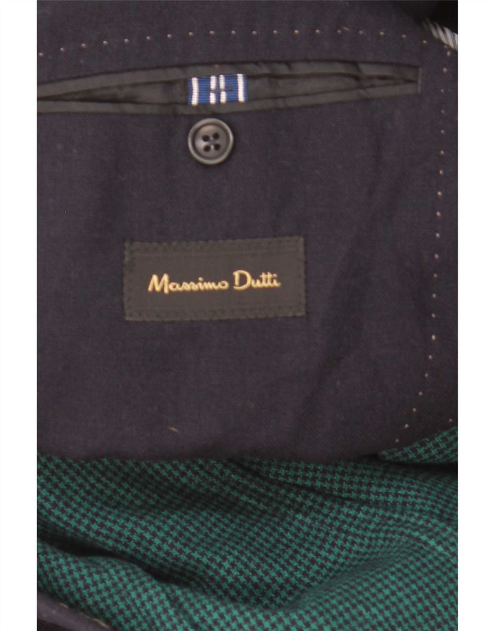 Massimo Dutti Herren-Blazer mit 2 Knöpfen, EU 48, mittelmarineblaue Wolle
