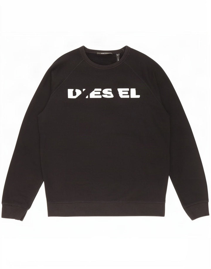 Diesel Herren-Sweatshirt mit Grafik, groß, aus schwarzer Baumwolle