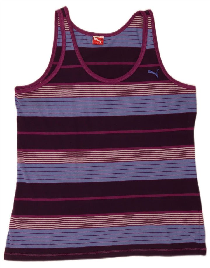 Puma Damen Weste Top UK 16 Large Mehrfarbig gestreift Polyester Sport
