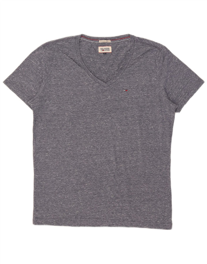 Tommy Hilfiger Damen T-Shirt Top UK 16 Large Grau geflecktes Polyester