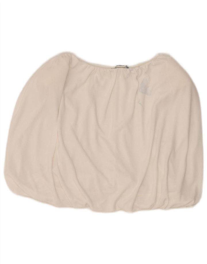 Zara Damen Ärmelloses Crop Top UK 12 Mittelweißes Polyester