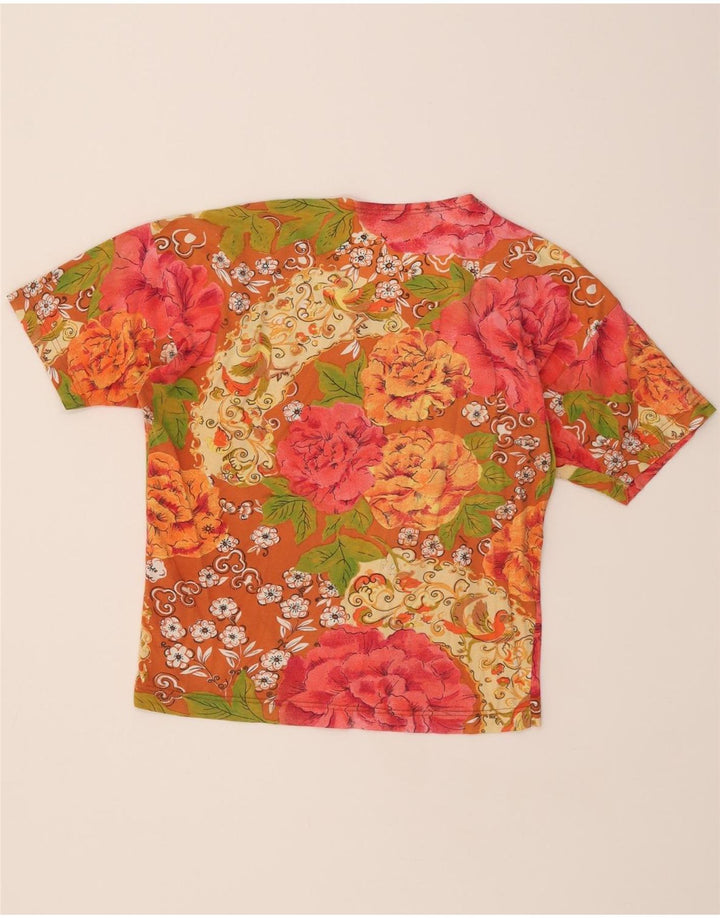VINTAGE Womens T-Shirt Top UK 10 Small Multicoloured Floral Vintage Vintage and Second-Hand Vintage from Messina Hembry 