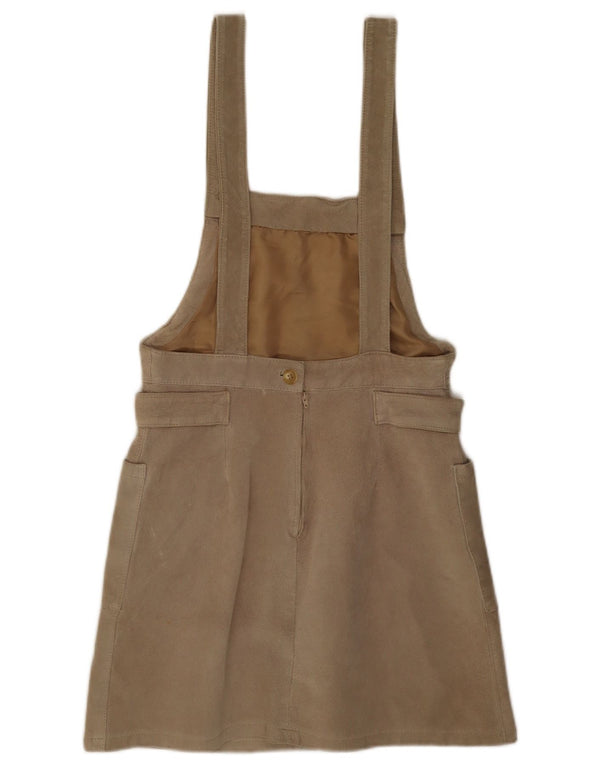 Vintage Damen Wildleder Pinafore Rock W28 Medium Beige