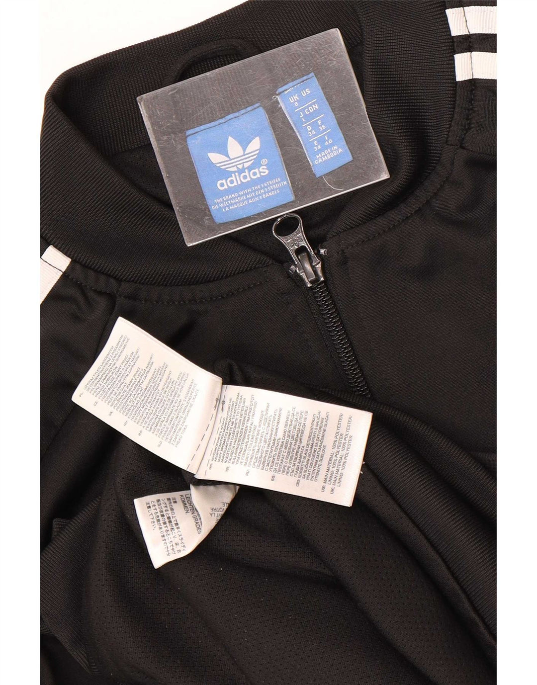 Adidas Damen Graphic Trainingsanzug Top Jacke UK 8 Small Schwarz Polyester