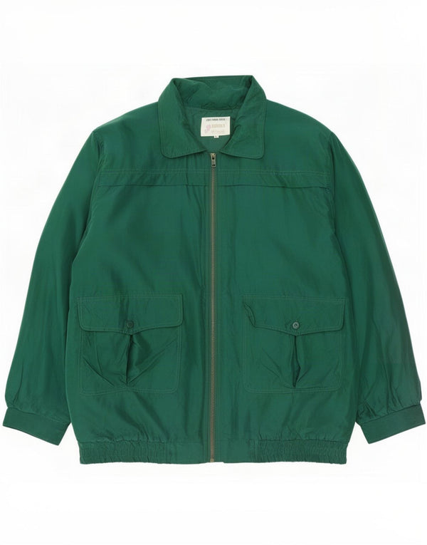 Vintage Herren Bomberjacke UK 40 Große grüne Seide