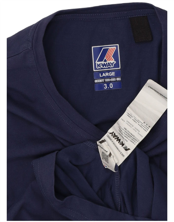 K-Way Herren T-Shirt Top Large Marineblau Baumwolle