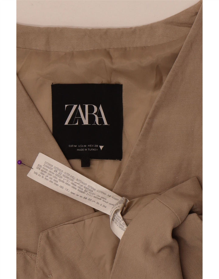 Zara Damen Weste UK 12 Mittelbeige Viskose