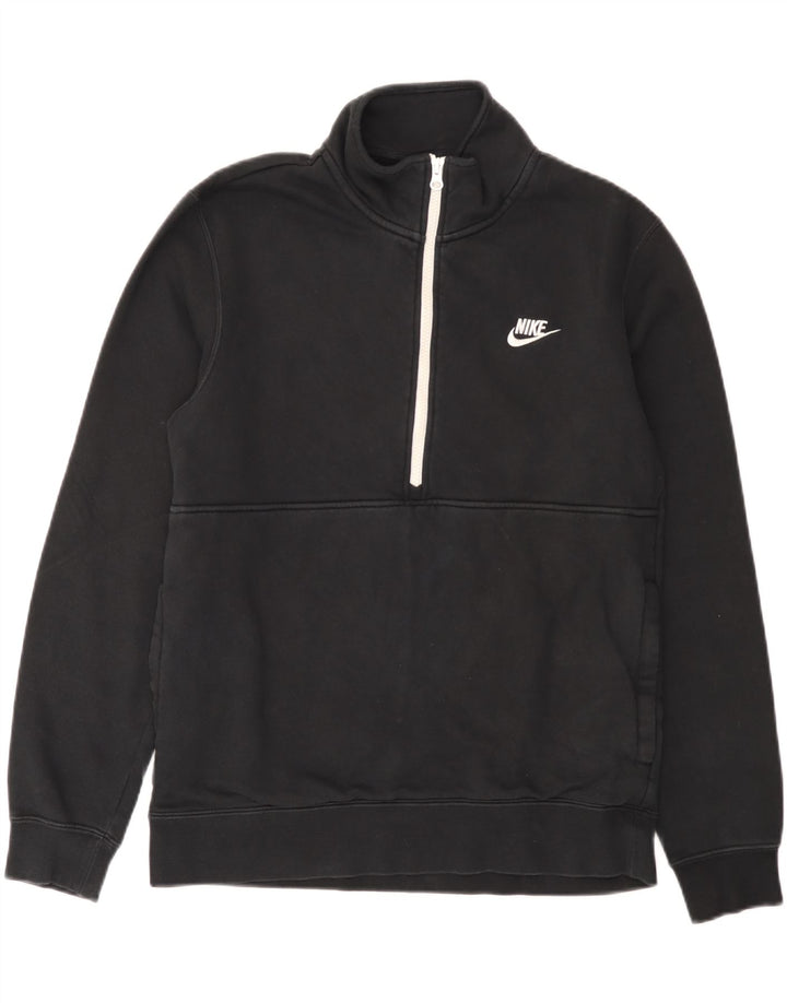 Nike Herren-Sweatshirt mit Reißverschluss am Hals, mittlere schwarze Baumwolle