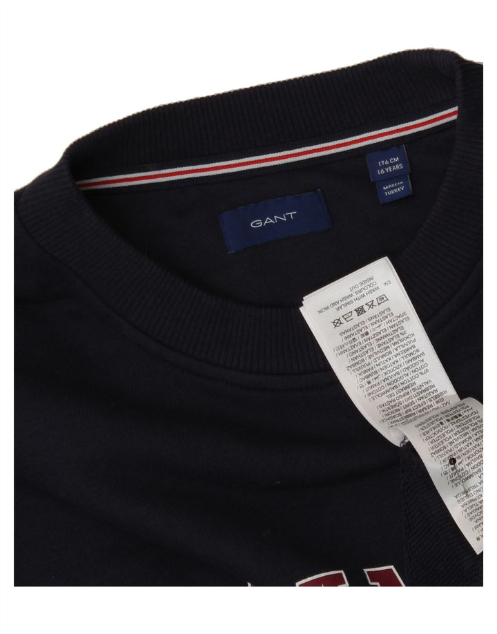 GANT Boys Graphic Sweatshirt Jumper 15-16 Years Navy Blue Cotton Vintage Gant and Second-Hand Gant from Messina Hembry 