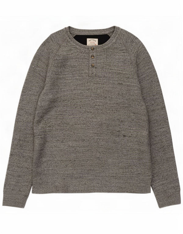 Fat Face Herren-Pullover mit U-Boot-Ausschnitt, 2XL, grau gefleckte Baumwolle