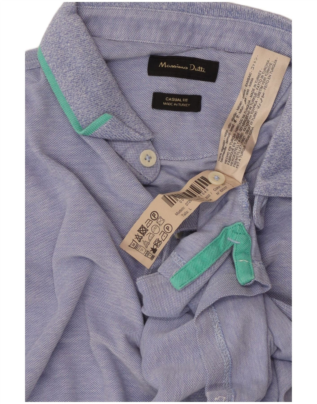 Massimo Dutti Herren-Poloshirt mit lässiger Passform, große blaue Baumwolle