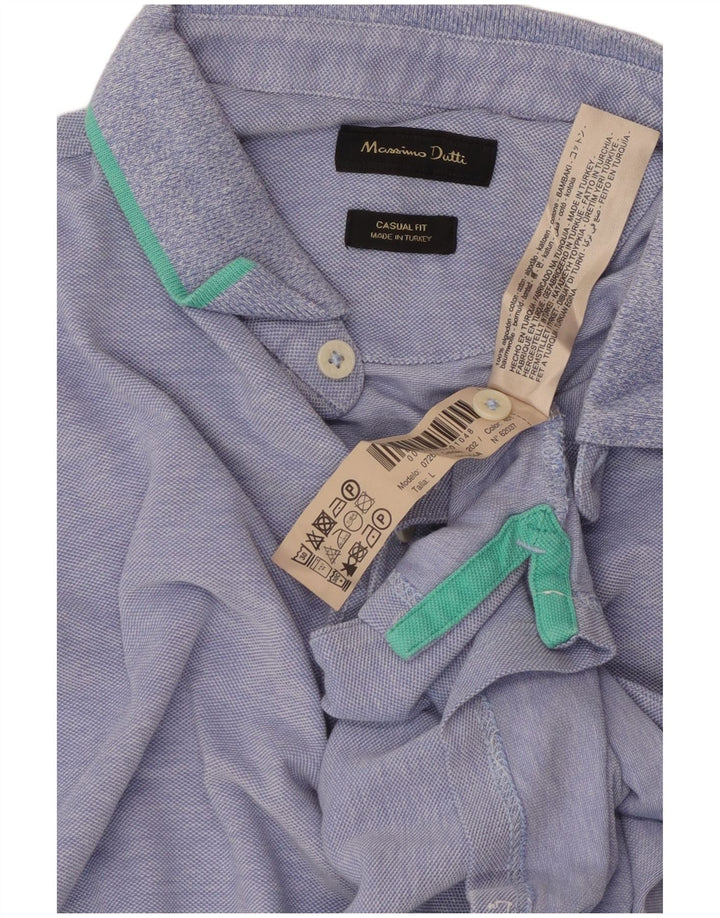 Massimo Dutti Herren-Poloshirt mit lässiger Passform, große blaue Baumwolle