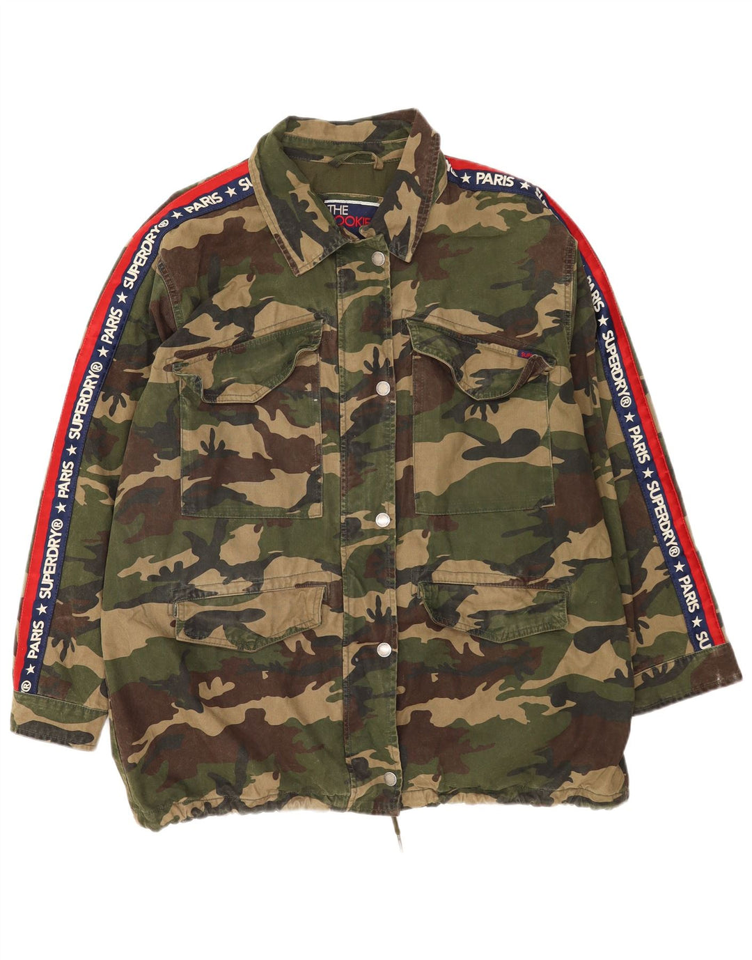 Superdry Damen Graphic Utility Jacke UK 14 Large Khaki Camouflage