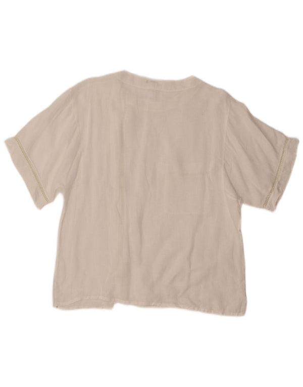 VINTAGE Damen Kurzarm-Hemdbluse IT 48 XL Weiß