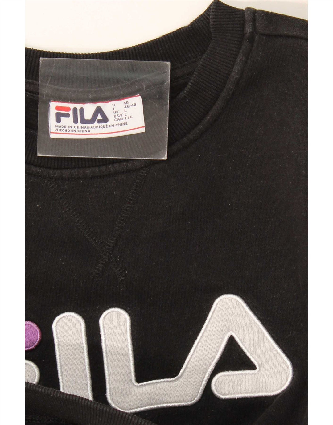 Fila Damen Grafik-Sweatshirt-Pullover UK 16 Large Schwarz Colourblock