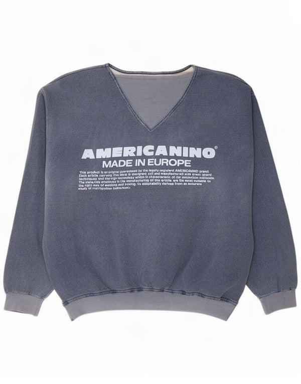 Americanino Womens Graphic Oversized Sweatshirt Jumper UK 16 Large Blue
