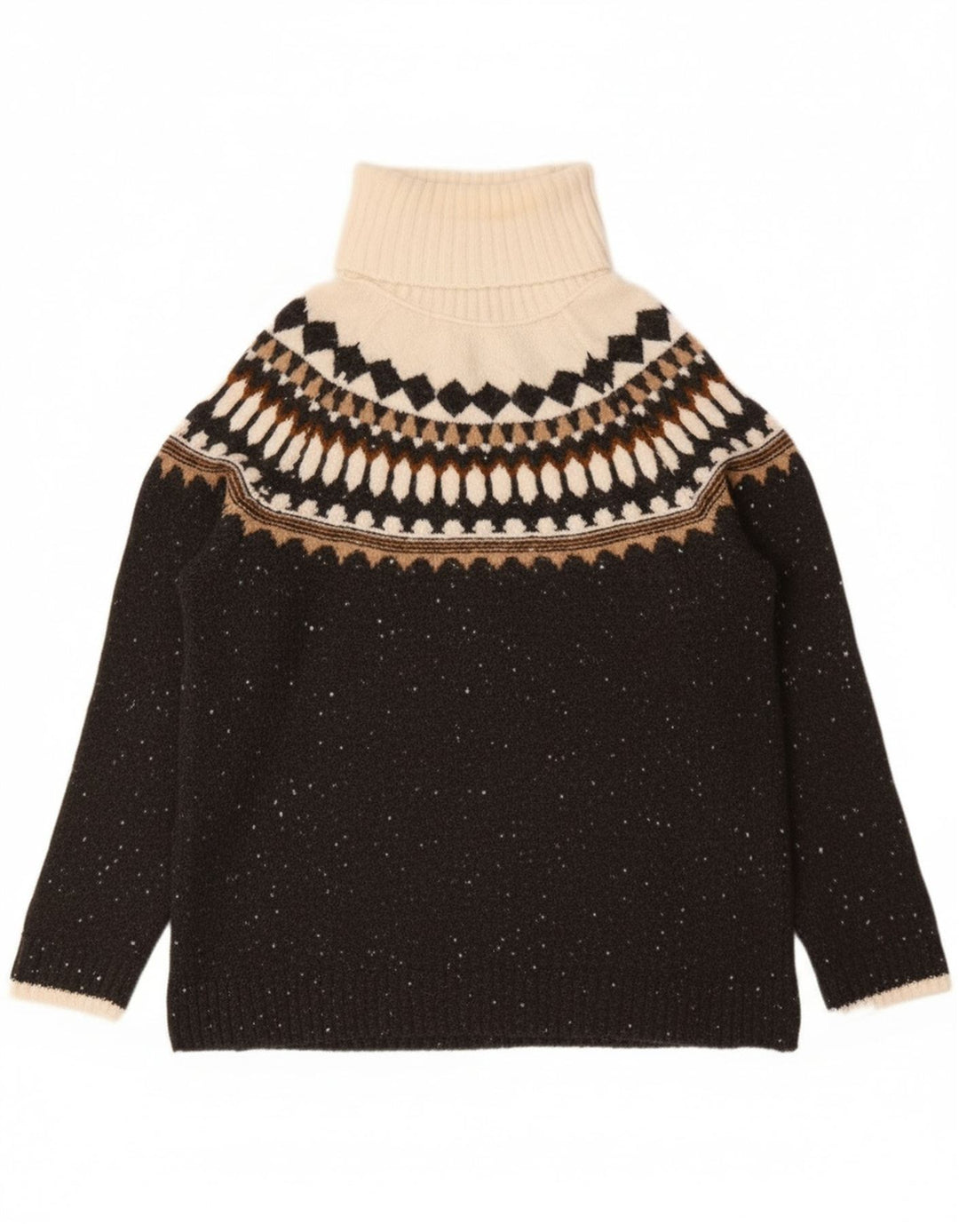 Marks & Spencer Damen-Pullover mit Rollkragen, Gr. 10, Größe S, Grau, Fair Isle