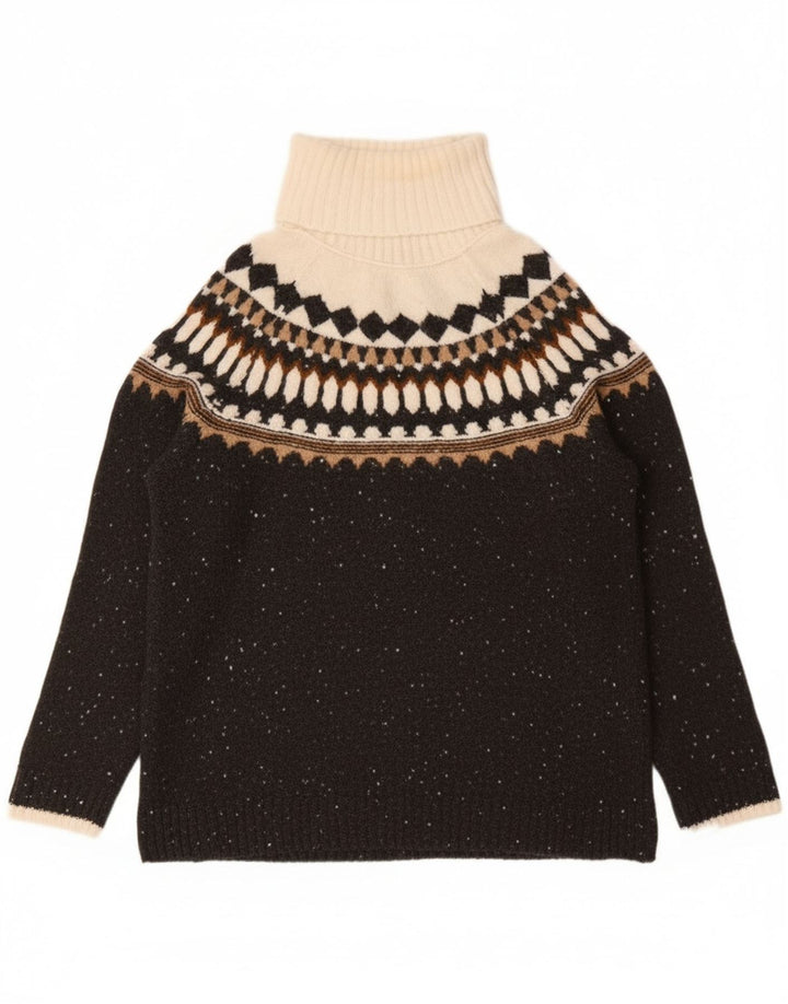 Marks & Spencer Damen-Pullover mit Rollkragen, Gr. 10, Größe S, Grau, Fair Isle