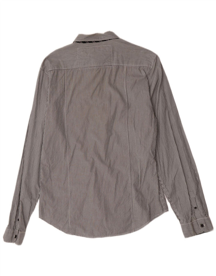 Guess Herren-Hemd mit klassischer Passform, groß, grau gestreift, Baumwolle
