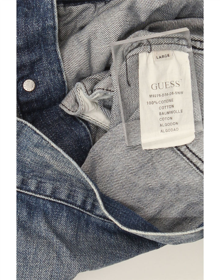 Guess Damen Jeansjacke UK 16 Large Blaue Baumwolle