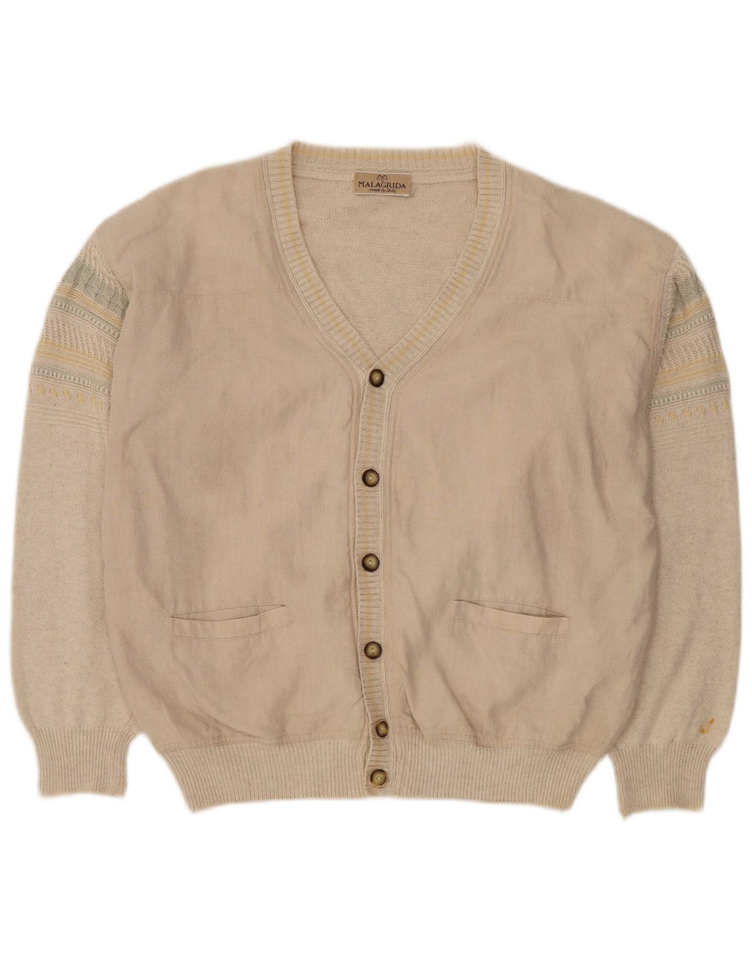 Malagrida Herren-Strickjacke, groß, beige Viskose