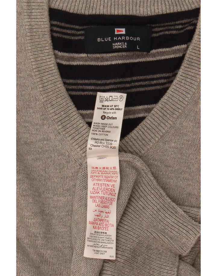 Marks & Spencer Herren-Tanktop „Harbor“ aus blauer Baumwolle, groß, grau gesprenkelt
