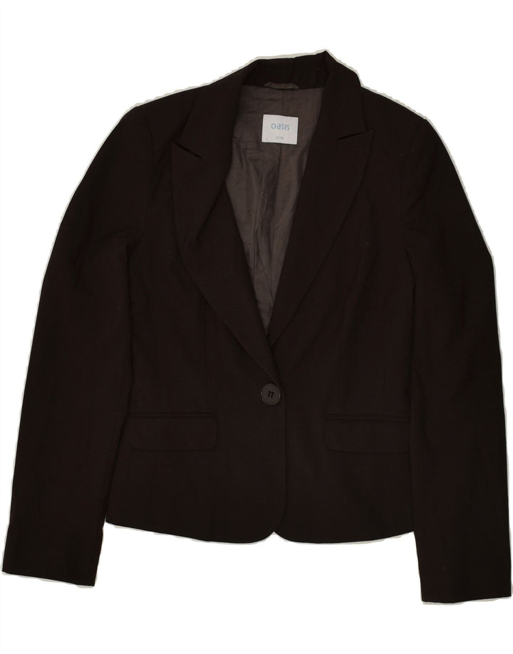 OASIS Womens 1 Button Blazer Jacket UK 8 Small Brown Polyester | Vintage Oasis | Thrift | Second-Hand Oasis | Used Clothing | Messina Hembry 