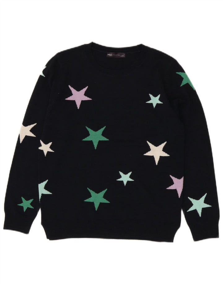 Marks & Spencer Damen-Pullover mit Rundhalsausschnitt, Gr. 10, Marineblau