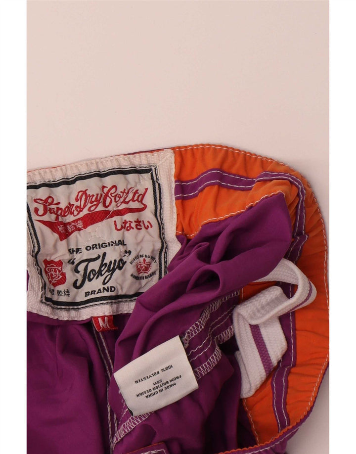 Superdry Damen-Badeshorts mit Grafik, UK 12, Mittelviolett, Polyester