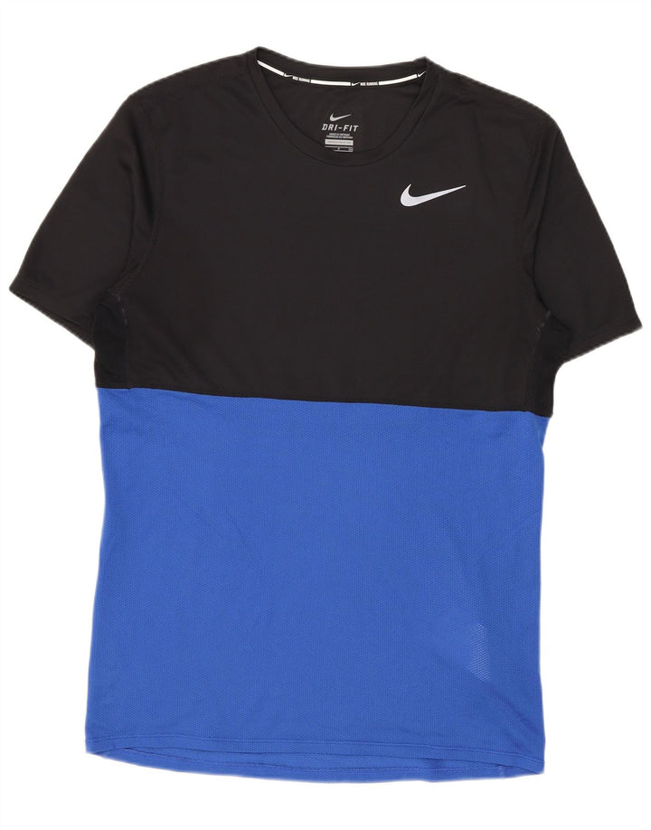 NIKE Herren Dri Fit T-Shirt Top Small Schwarz Colourblock Polyester