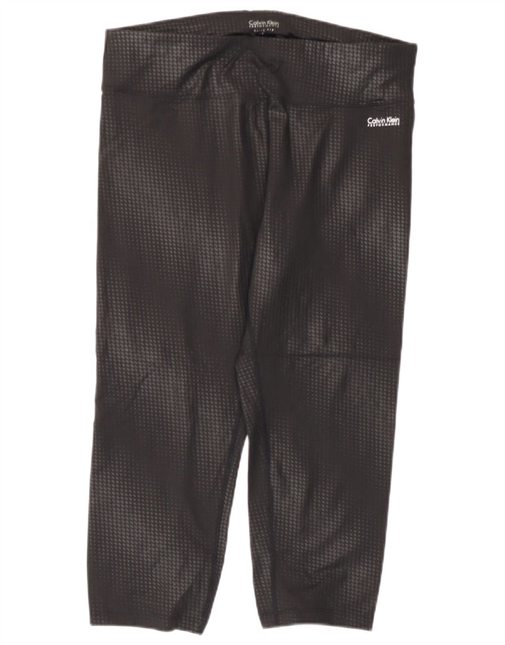 Calvin Klein Damen Performance Capri Leggings UK 14 Large Schwarz Geometrisch