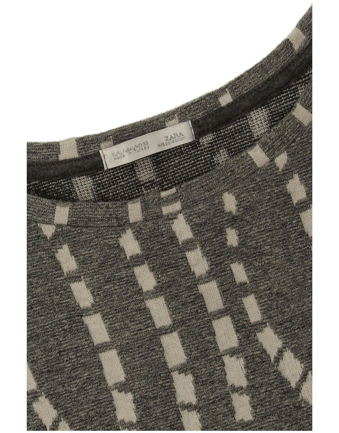 Zara Damen Tunika-Oberteil UK 16 Large Grau Chevron