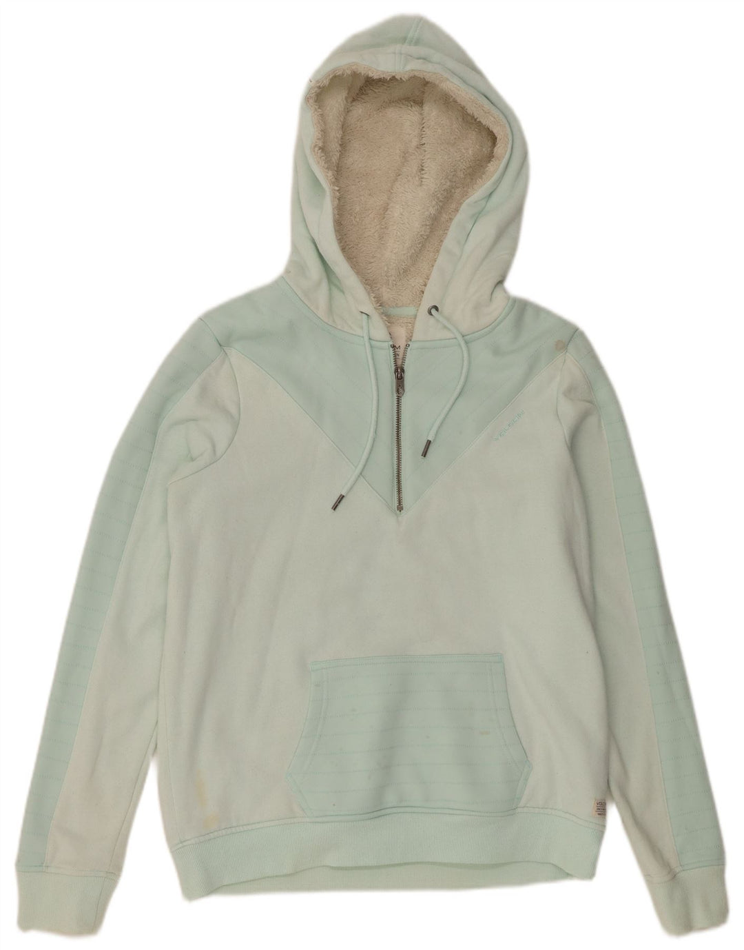 VOLCOM Damen-Kapuzenpullover mit Reißverschluss, UK 12, mittelgrüne Baumwolle