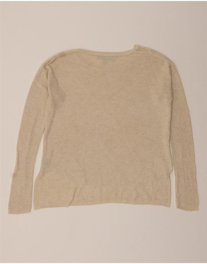 MOSSIMO Womens Oversized Boat Neck Jumper Sweater UK 10 Small Beige Nylon Vintage Mossimo and Second-Hand Mossimo from Messina Hembry 