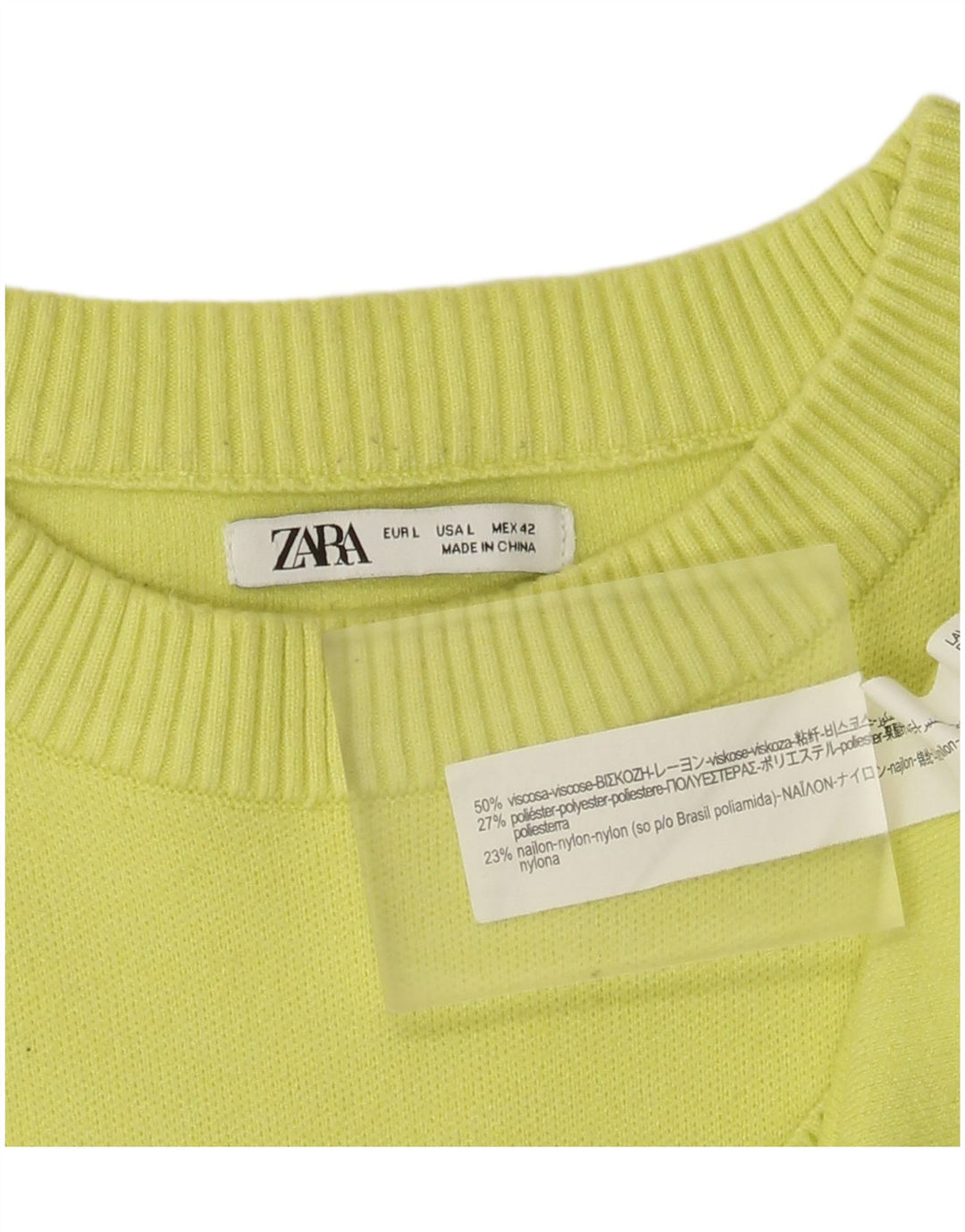 Zara Herren-Pullover mit U-Boot-Ausschnitt, groß, grüne Viskose
