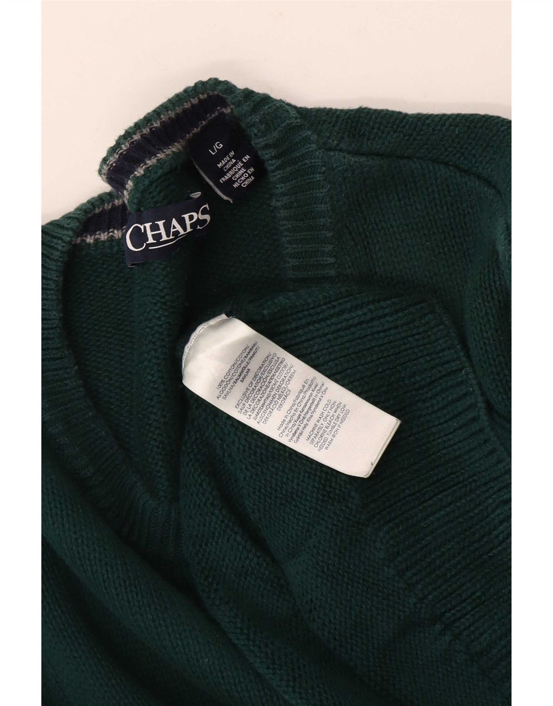 Chaps Herren-Pullover, reguläre Passform, Rundhalsausschnitt, Größe L, Grün, Baumwolle
