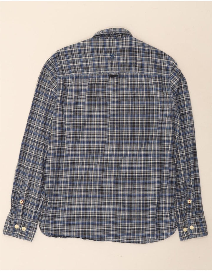 FAT FACE Herren-Flanellhemd mit klassischer Passform, klein, blau kariert, Baumwolle