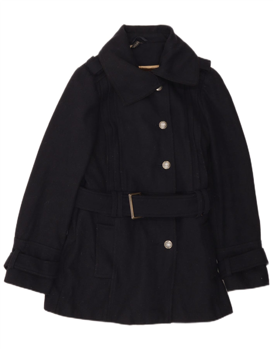 Topshop Damenmantel UK 14 Mittelmarineblaue Wolle