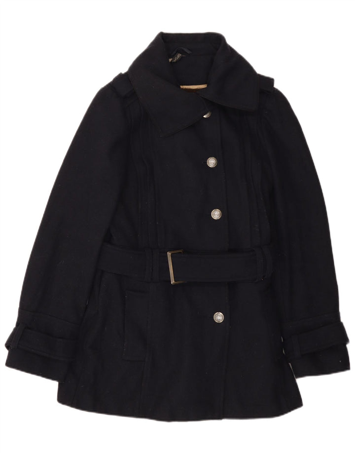 Topshop Damenmantel UK 14 Mittelmarineblaue Wolle