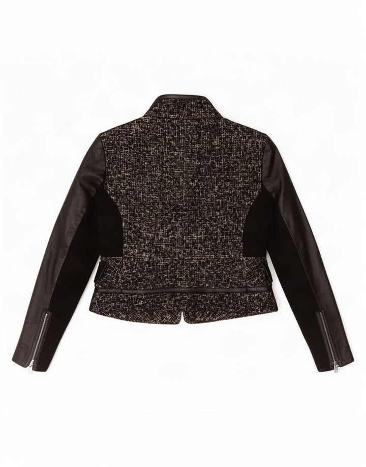 Zara Damen-Blazer mit durchgehendem Reißverschluss, UK 14, große schwarze Wolle