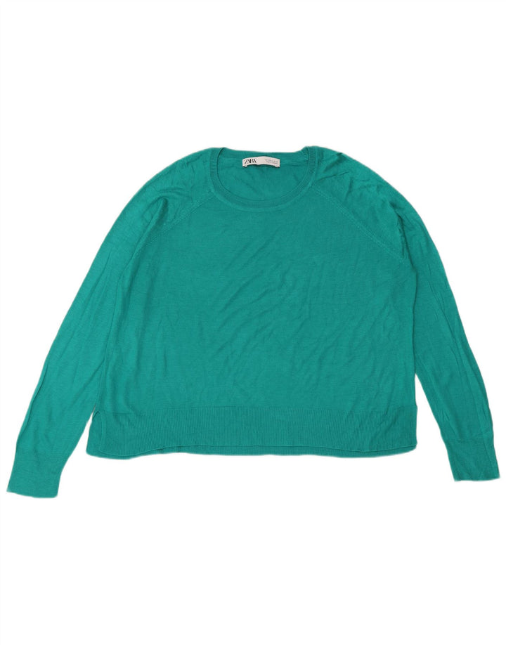 Zara Damen-Pullover, übergroß, U-Boot-Ausschnitt, Gr. 10, Größe S, Grün