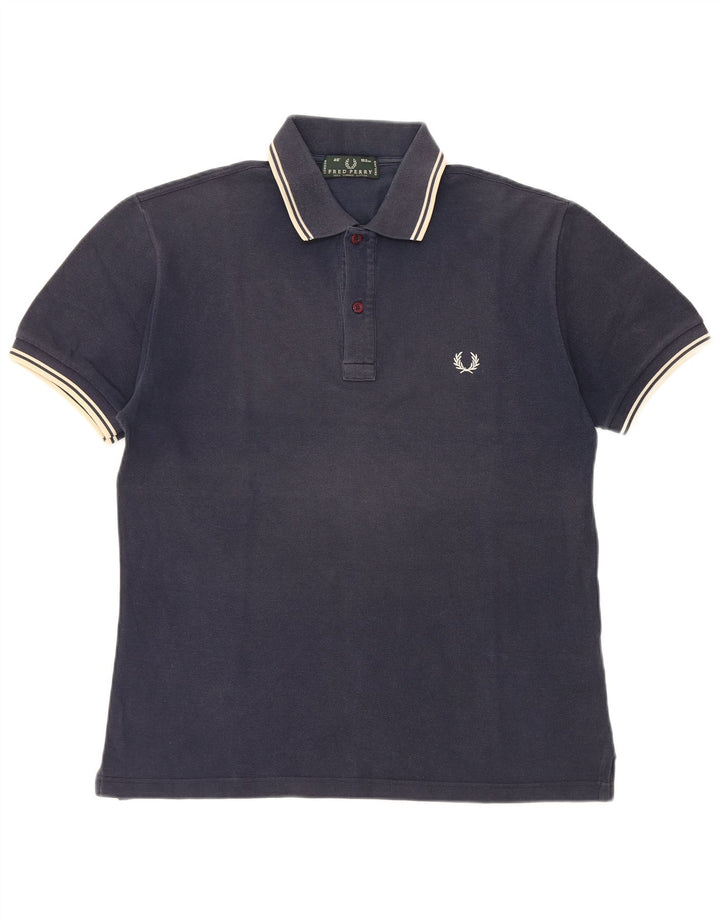 Fred Perry Herren-Poloshirt aus mittelblauer, gestreifter Baumwolle