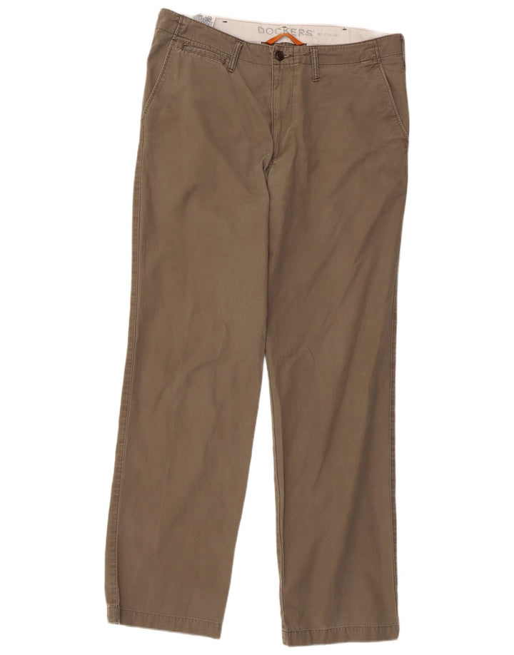 Dockers Gerade Chinohose für Herren, W34, L34, graue Baumwolle