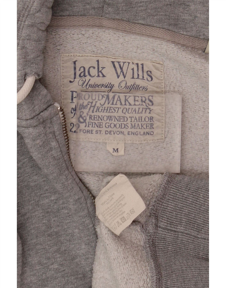 Jack Wills Herren-Kapuzenpullover mit grafischem Reißverschluss, mittelgraue Baumwolle
