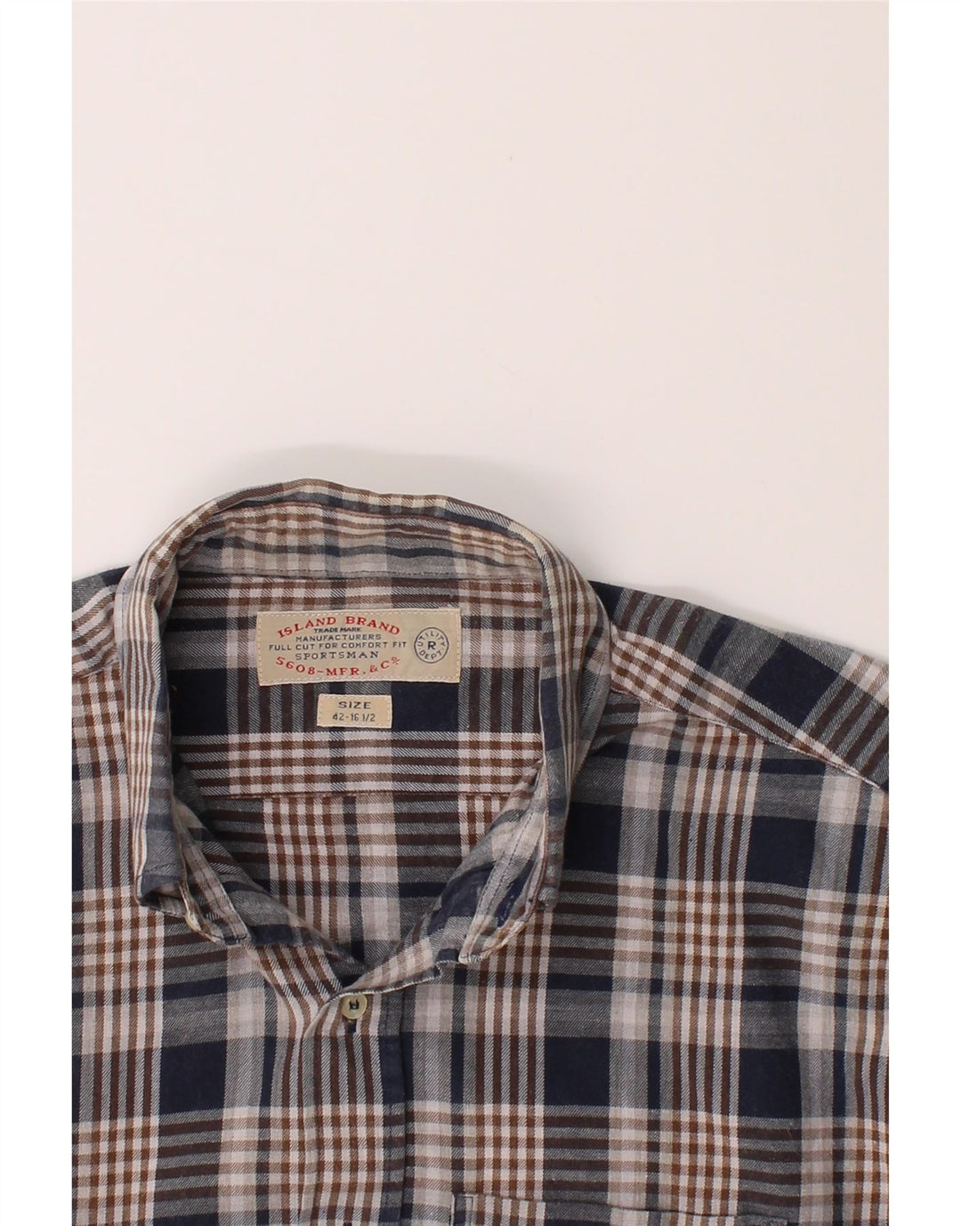 VINTAGE Mens Shirt Size 42 16 1/2 Large Navy Blue Check Cotton Vintage Vintage and Second-Hand Vintage from Messina Hembry 