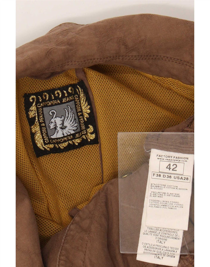 Cappopera Damen 2-Knopf-Blazerjacke IT 42 mittelbraune Baumwolle