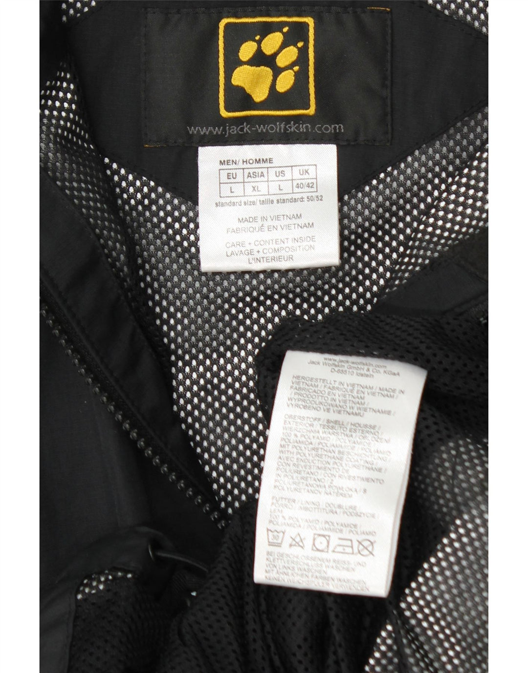 JACK WOLFSKIN Herren-Regenjacke mit Kapuze, UK 40/42, Größe L, Schwarz, Polyamid