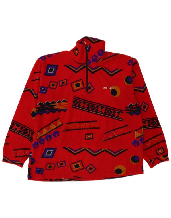 Bailo Herren-Fleecepullover mit Reißverschluss, XL, rot, geometrisch