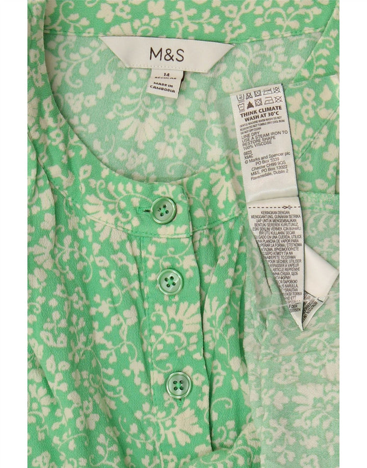 Marks & Spencer Damen Maxikleid UK 14 Mittelgrüne Viskose mit Blumenmuster