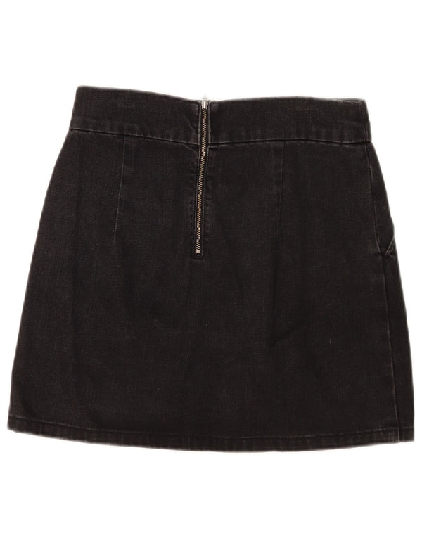 Topshop Damen Mini-Jeansrock W28 Mittelschwarze Baumwolle
